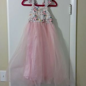 Pink floral handmade dress